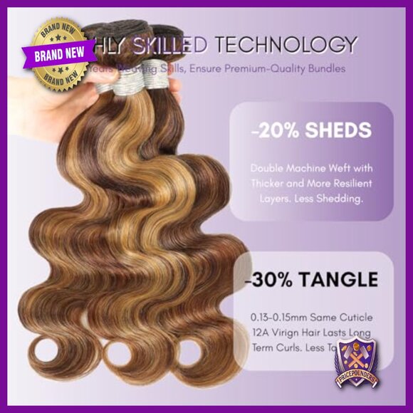 Virgin Brazilian Human Hair Extensions 14-18 Inch Wavy Weave Bundles main image 5